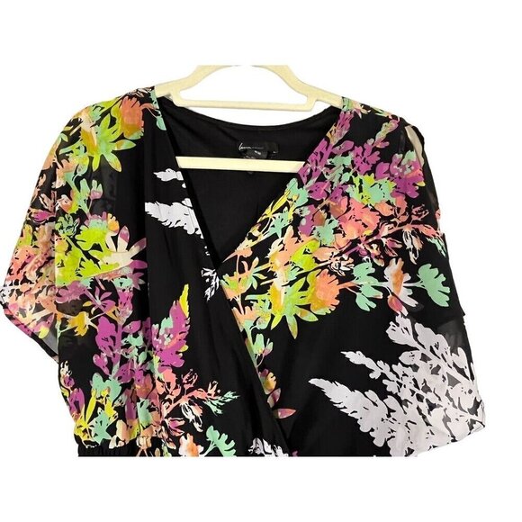 Lane Bryant Dress 18 Black Maxi Floral Tropical Fairy Whimsical 80s Y2K Grunge - Picture 3 of 15